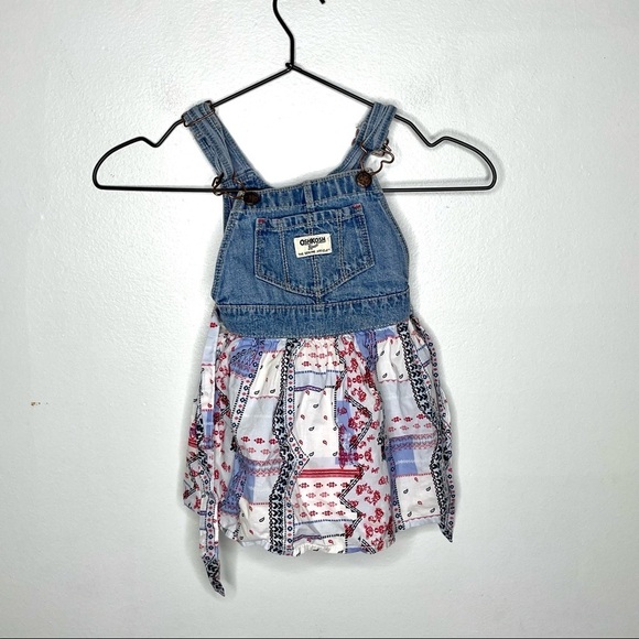 OshKosh B'gosh Other - OshKosh B'Gosh Denim Overall Patchwork Bandana Dress Girls 2T